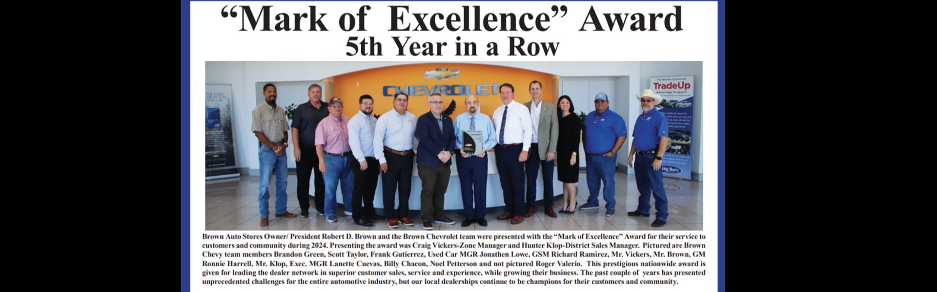 Mark of excellence award 5th Year in a Row